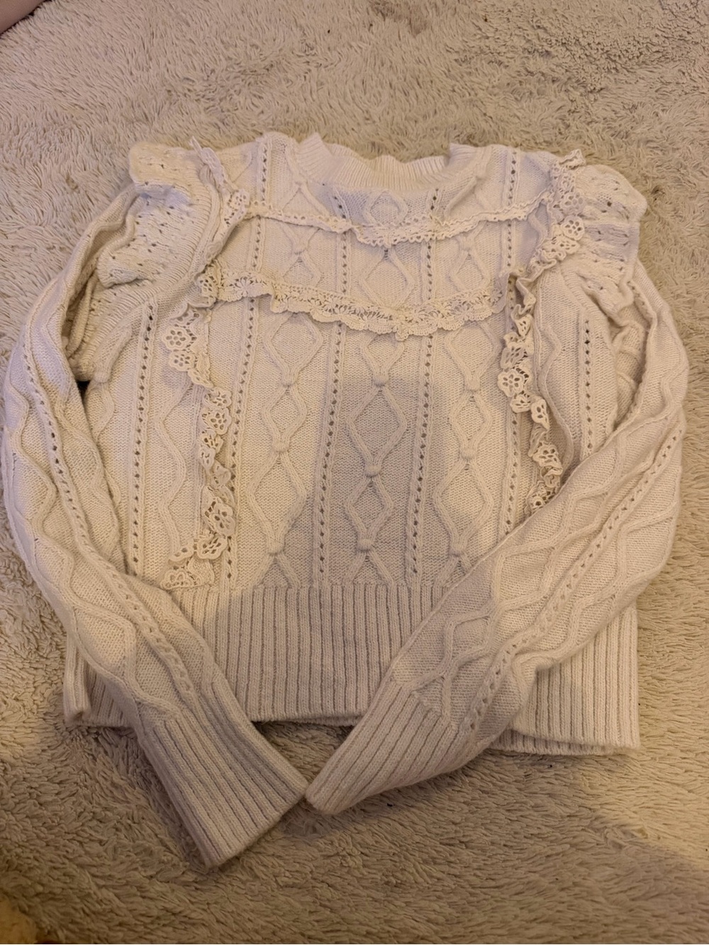 J. Crew Collective Ivory Open-Knit Crewneck Sweater - Ivory
